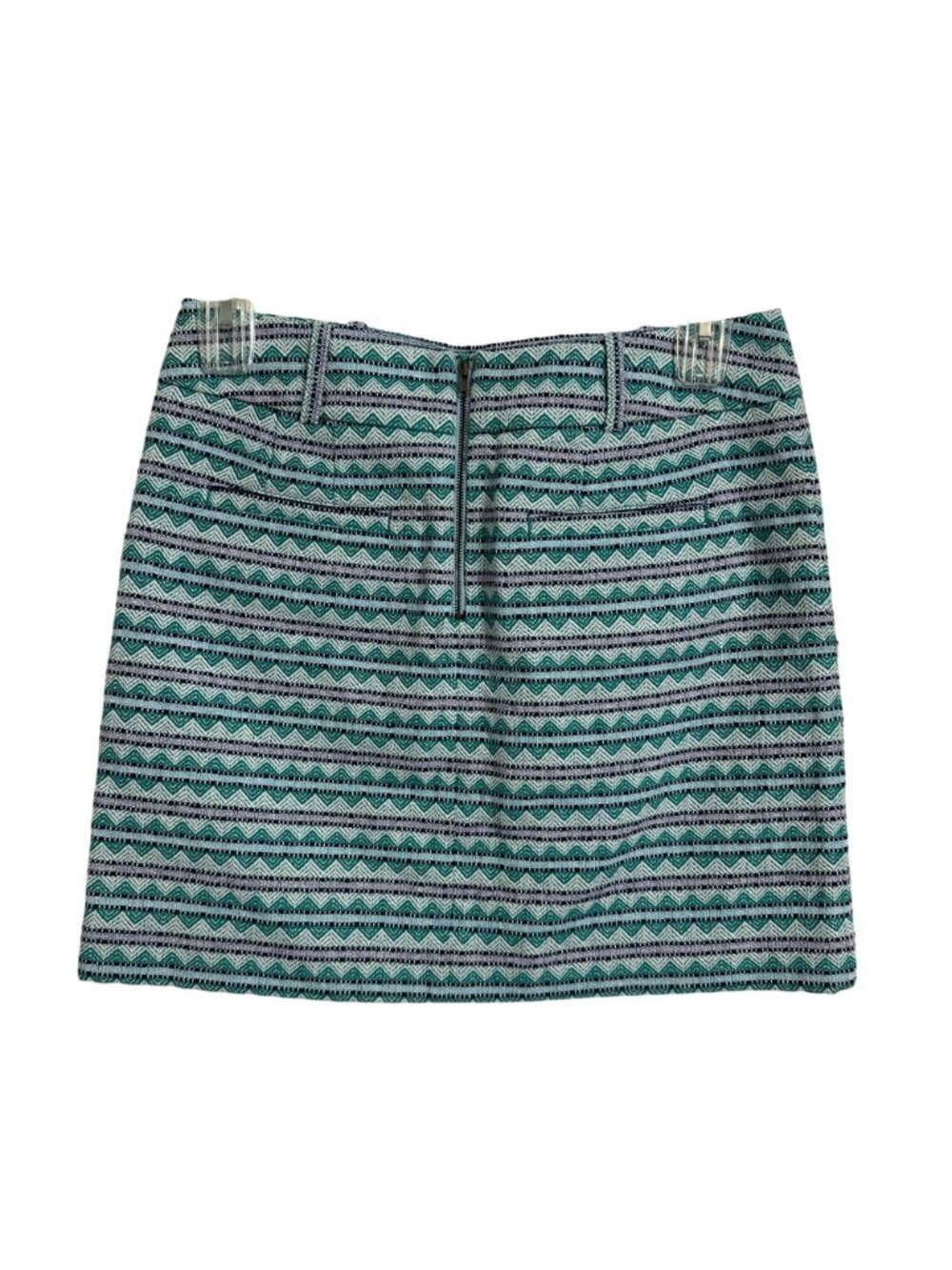 LOFT Womens Teal & Black Chevron Striped Jacquard Mini Skirt SZ 8 Preppy Y2K - Picture 3 of 6